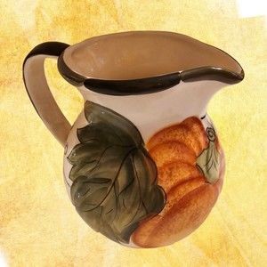 Harvest Pitcher Hand Painted Portugal Pumpkin Fall Jay Wilfred Andrea Sedak